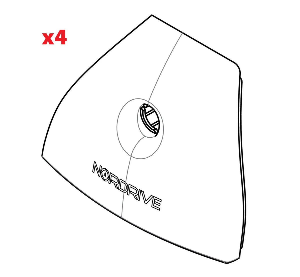 Disegno tecnico quotato di Set 4 cover piedi Evos, con le misure
