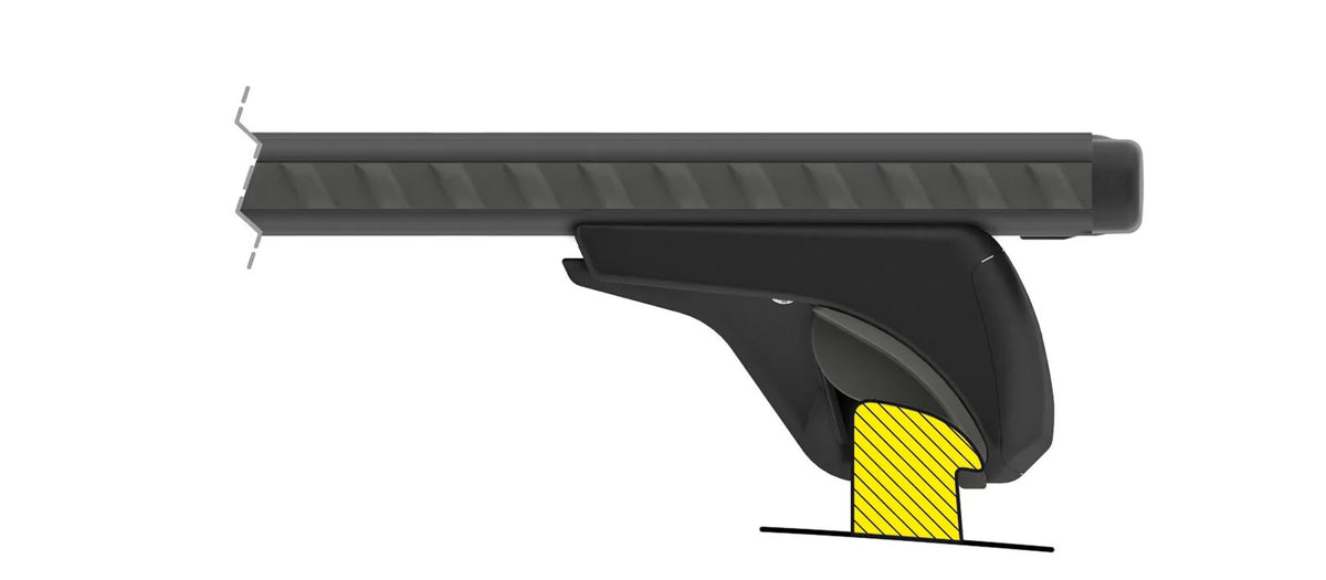 Disegno tecnico quotato di Silenzio Black In-Rail, set completo barre portatutto in, con le misure, vista 6