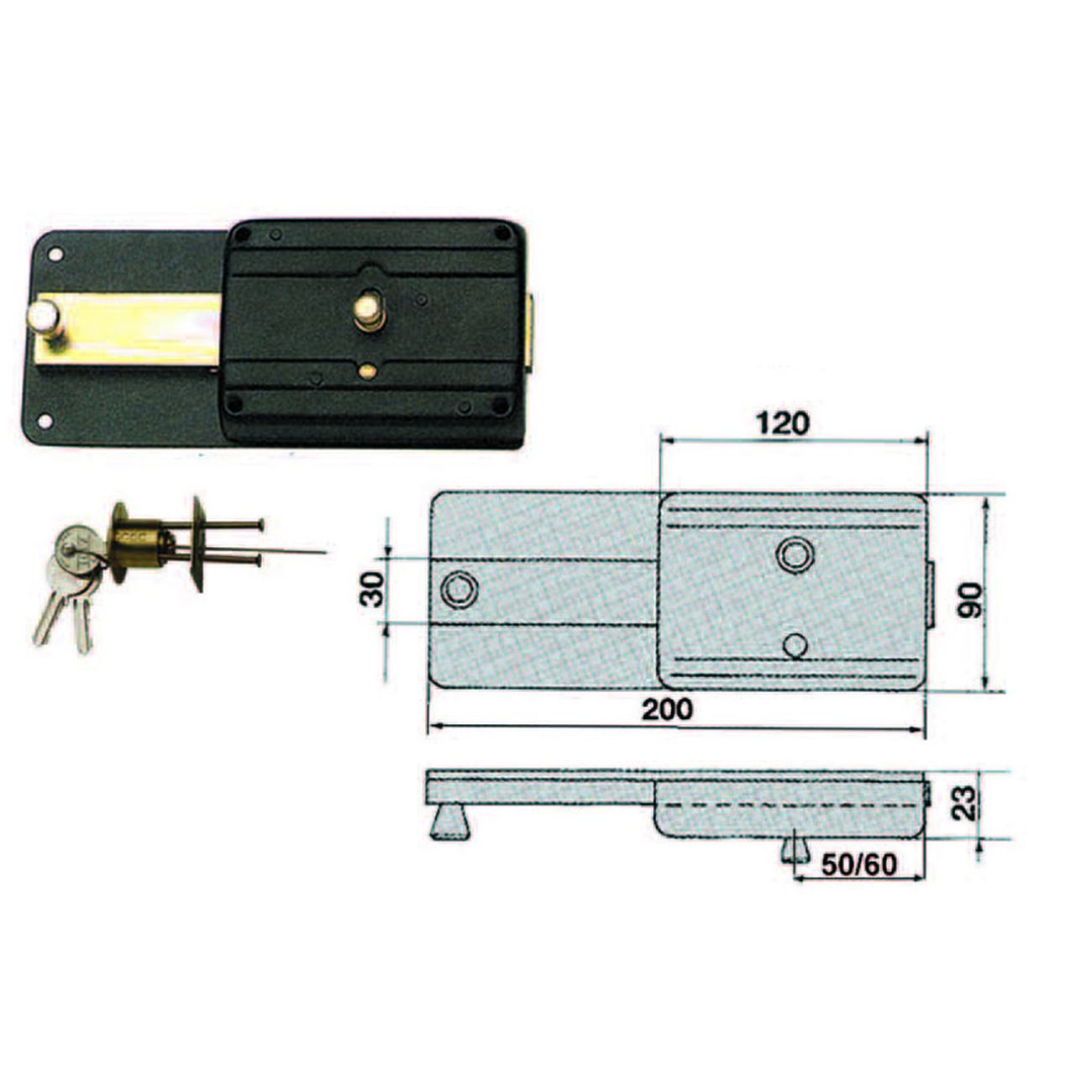 Ferroglietto con catenaccio 6 mandate con cilindro staccato 220csA