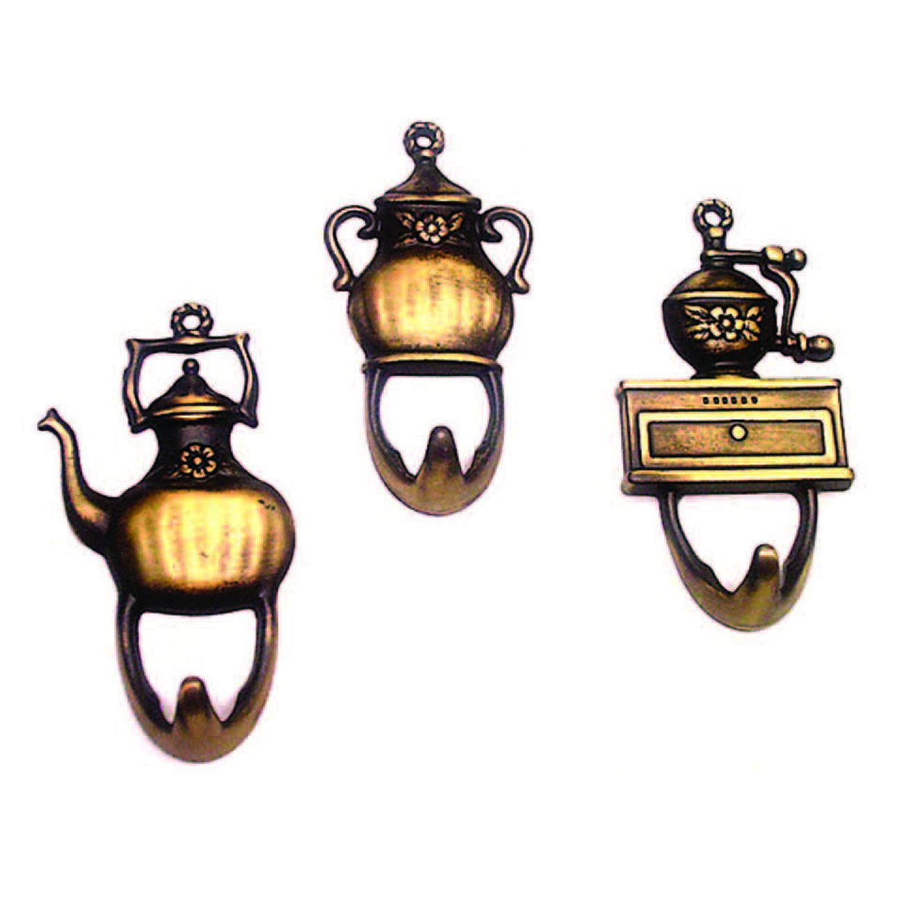 Ganci in metallo adesivi bobby assortiti bronzo sfumato - mm.40x60h. - 30 pz