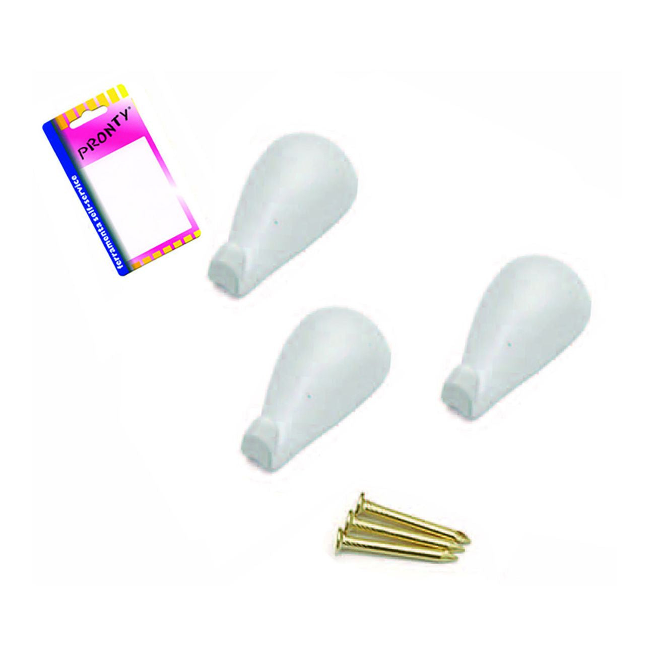 Ganci per quadri a goccia bianchi in blister - mm.27, in bl.3 pz. - 12 bl