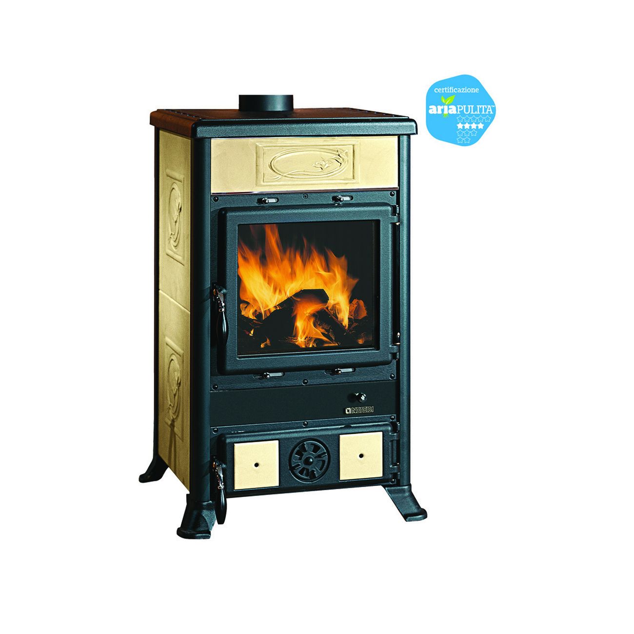 Stufa a legna rossella r1 bii 8,8 kw liberty panna - misure cm.57,8x58,6x91,5h. - peso kg.155