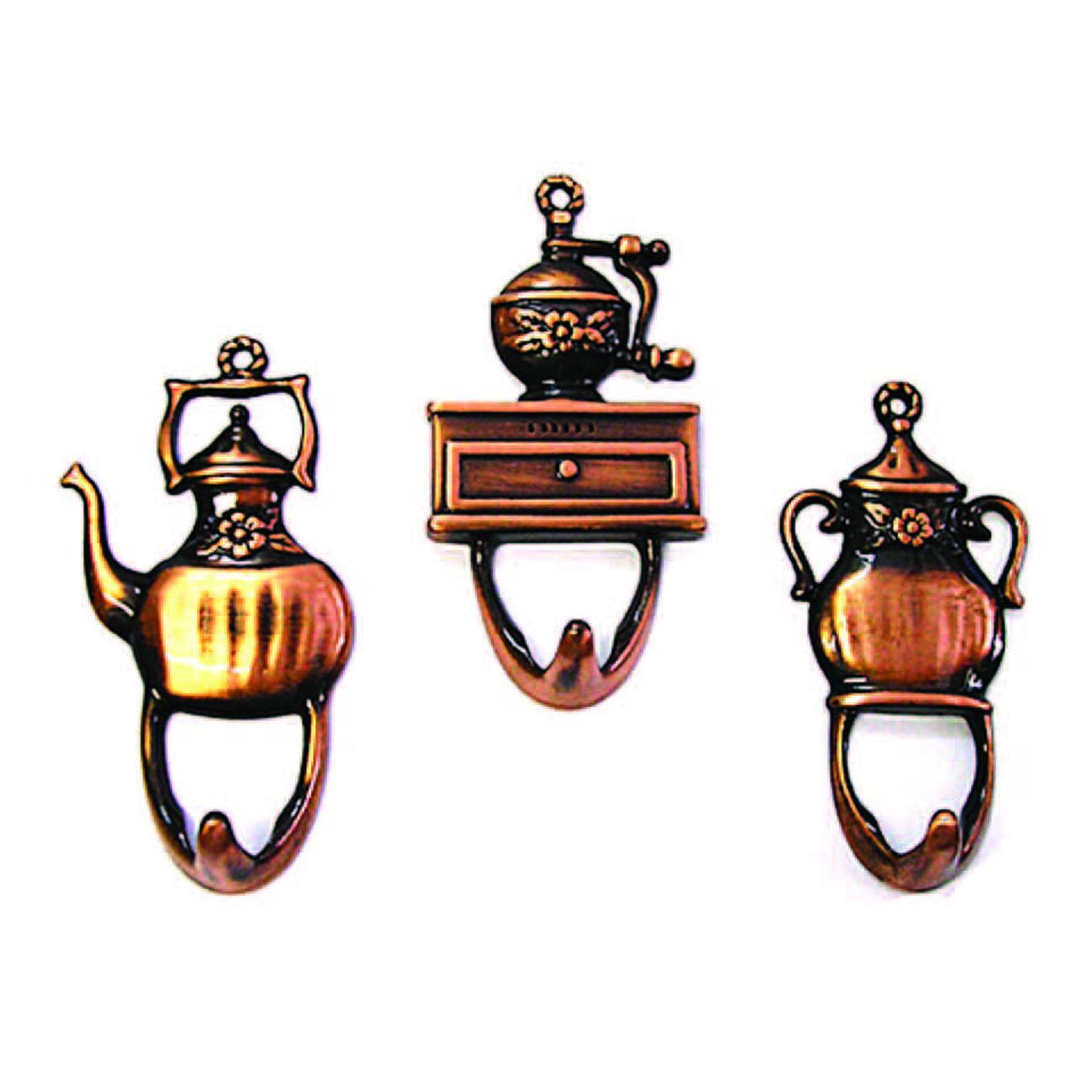 Ganci in metallo adesivi bobby assortiti rame sfumato - mm.40x60h. - 30 pz