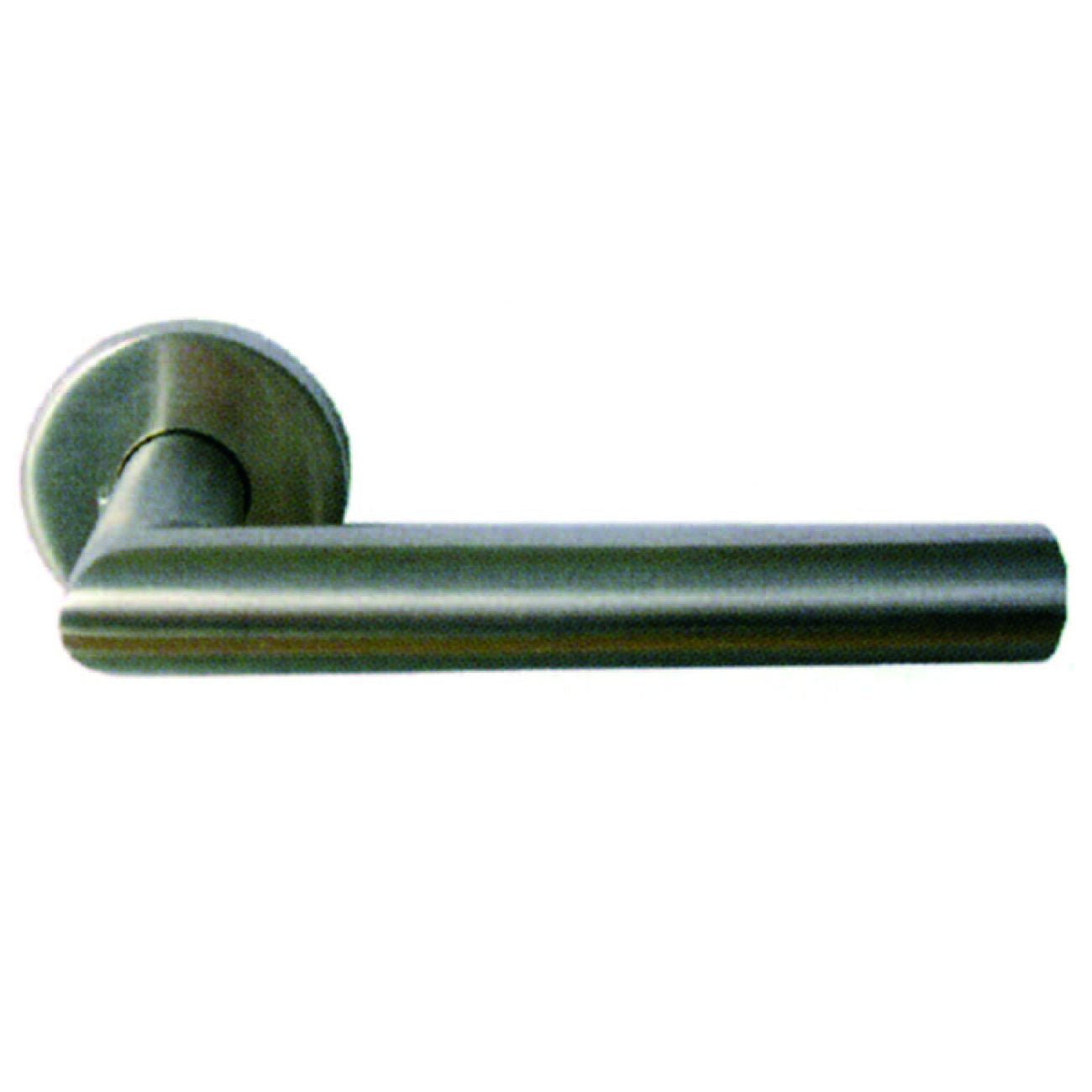 Mezza maniglia tubolare dritta con rosetta in acciaio inox satinato