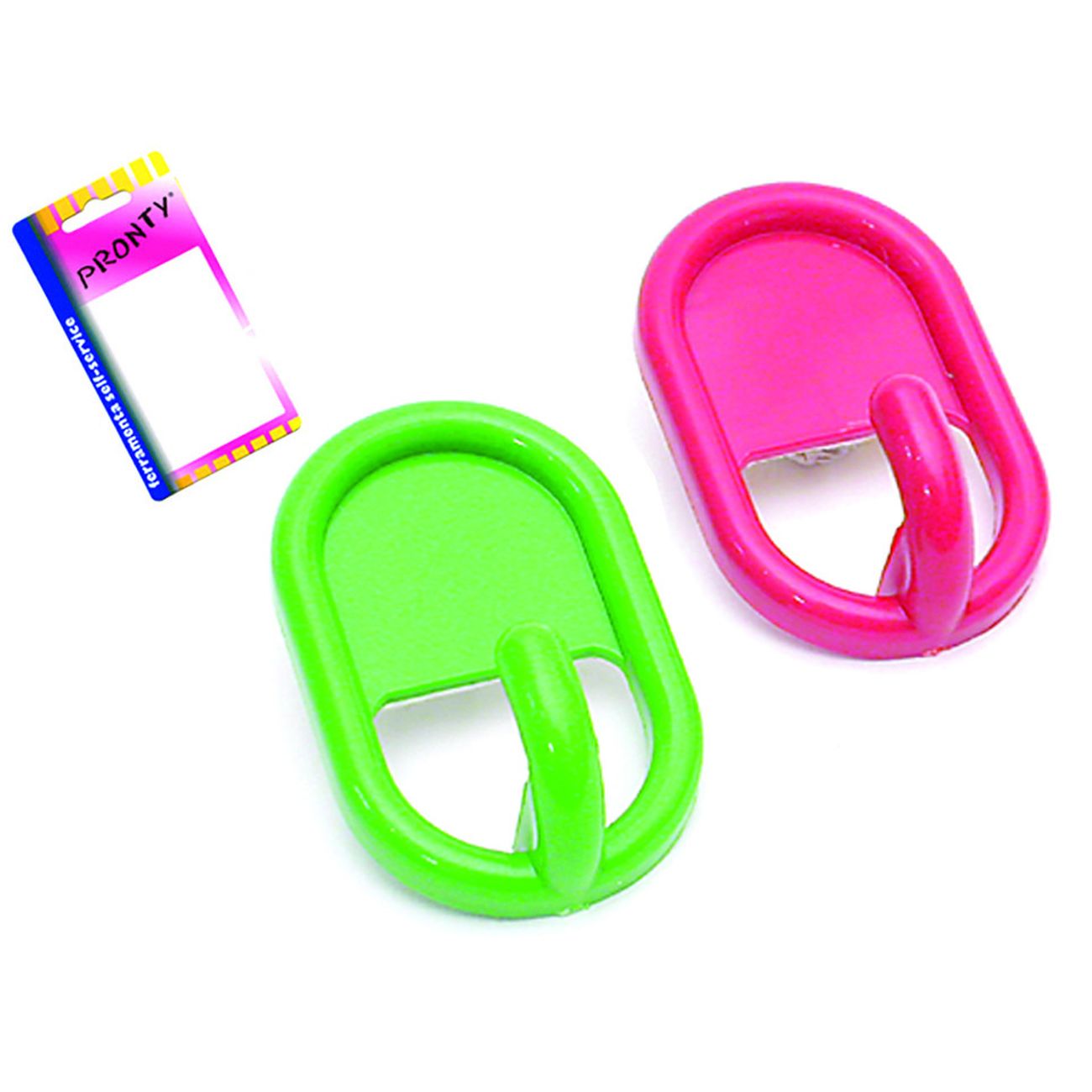 Ganci adesivi ovali in plastica in blister - mm.45, in bl. 2 pz. - 12 bl