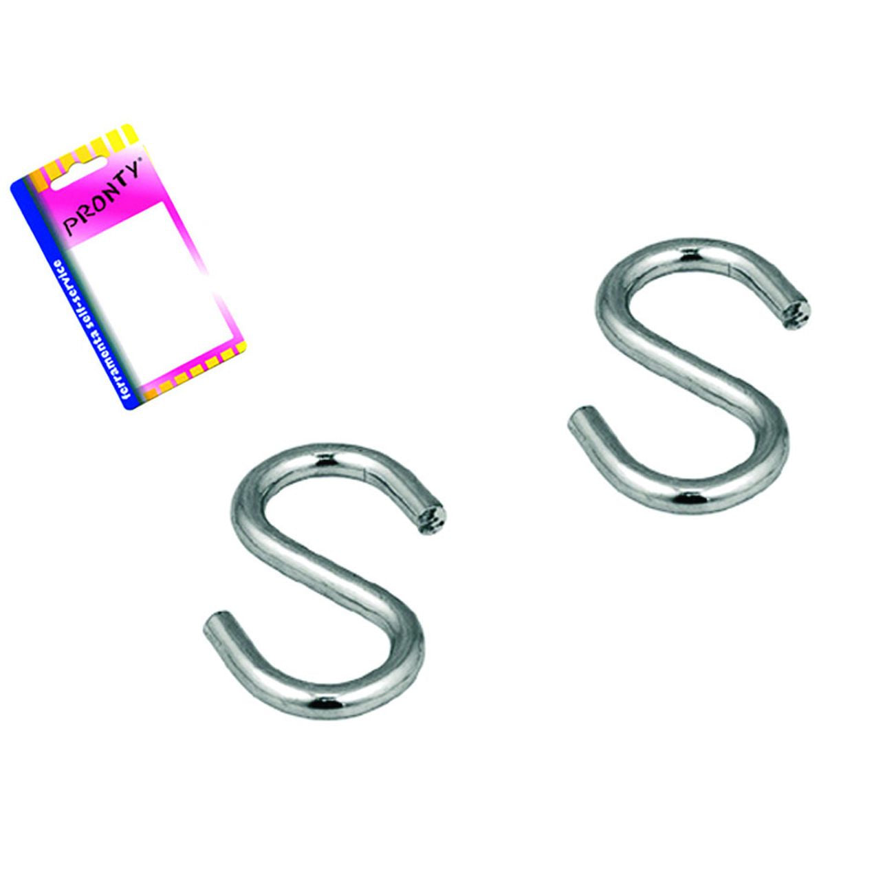 Gancio a s in acciaio zincato in blister - mm.40, in bl.6 pz. - 12 bl