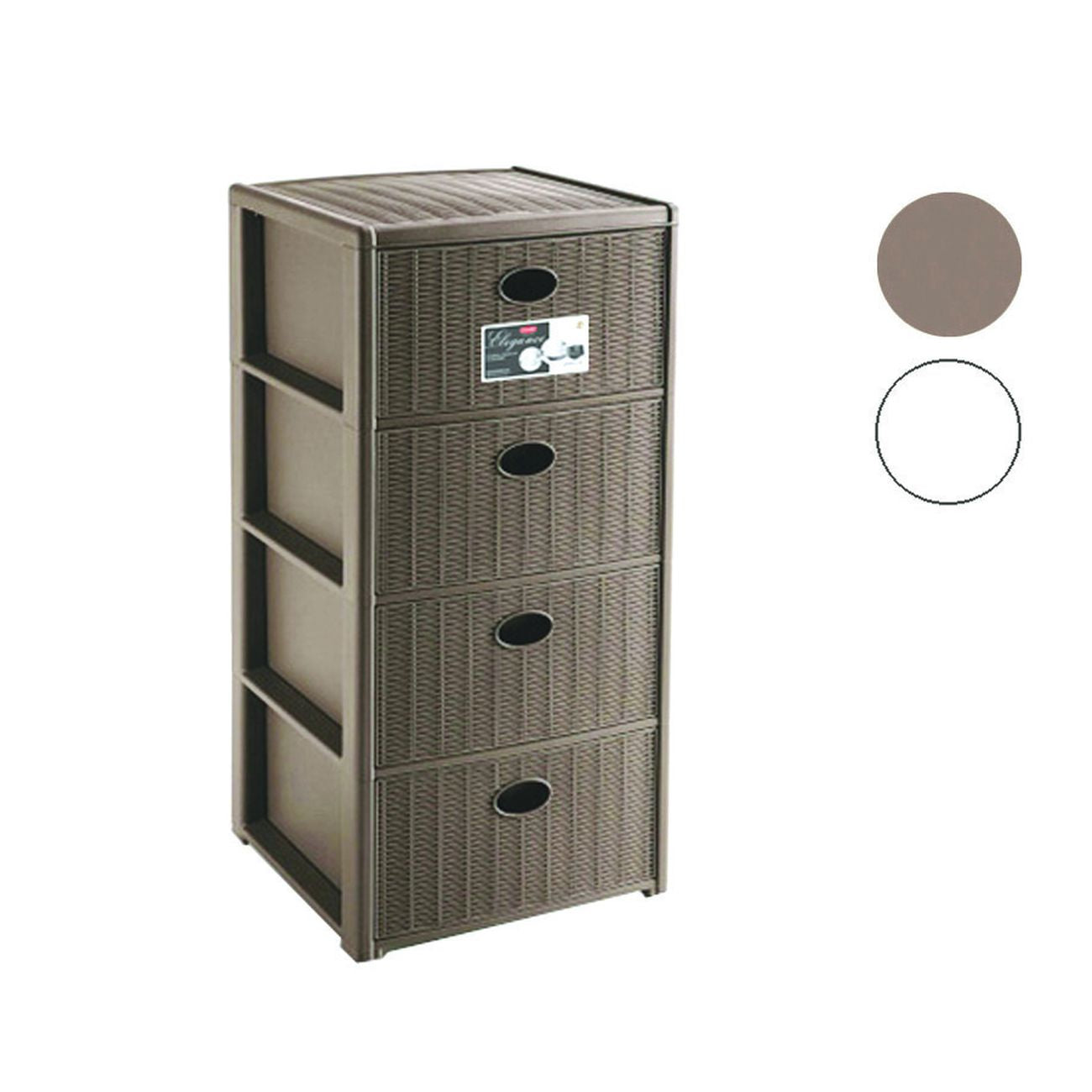 Cassettiera elegance in polipropilene - cm.40x40x80h. - colore bianco