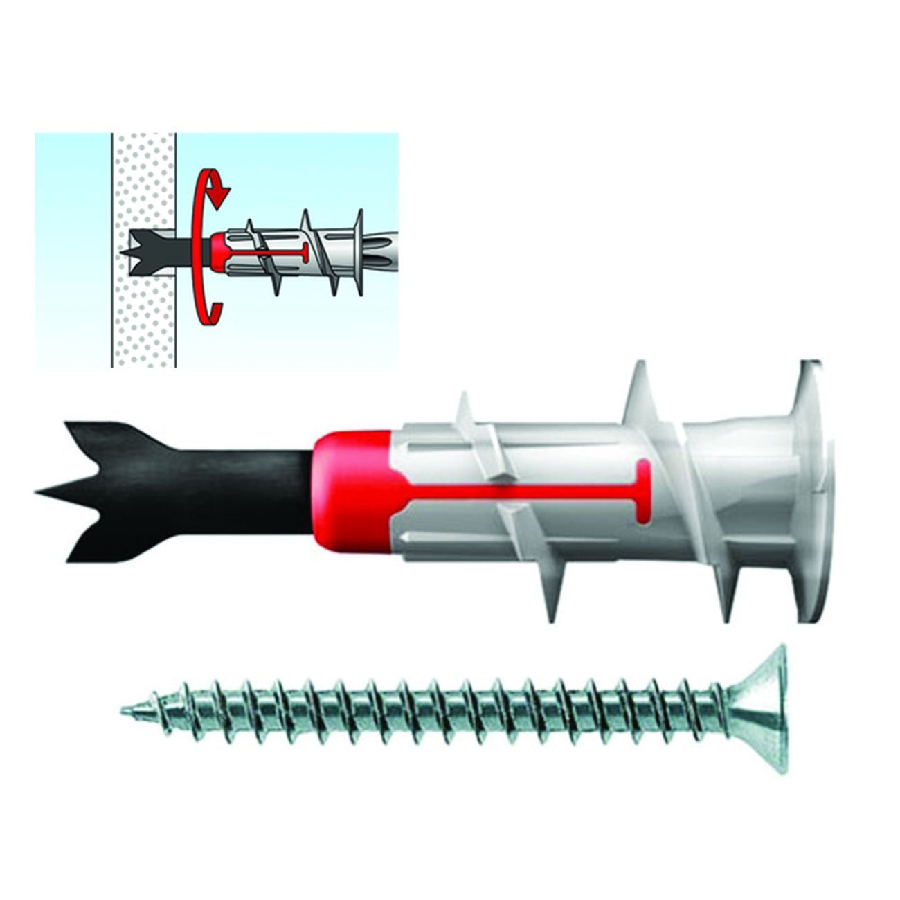 Tassello in nylon duoblade s - con vite truciolare a testa svasata mm.4,5x40 - 25 pz