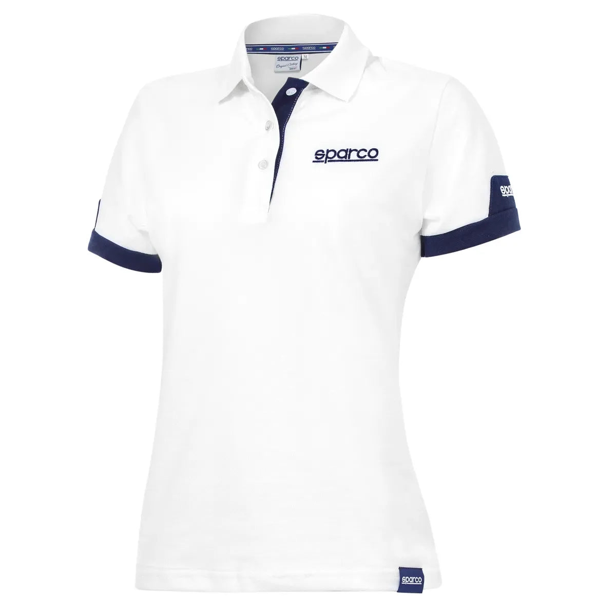Polo da donna Sparco Lady Corporate bianca in cotone piquet