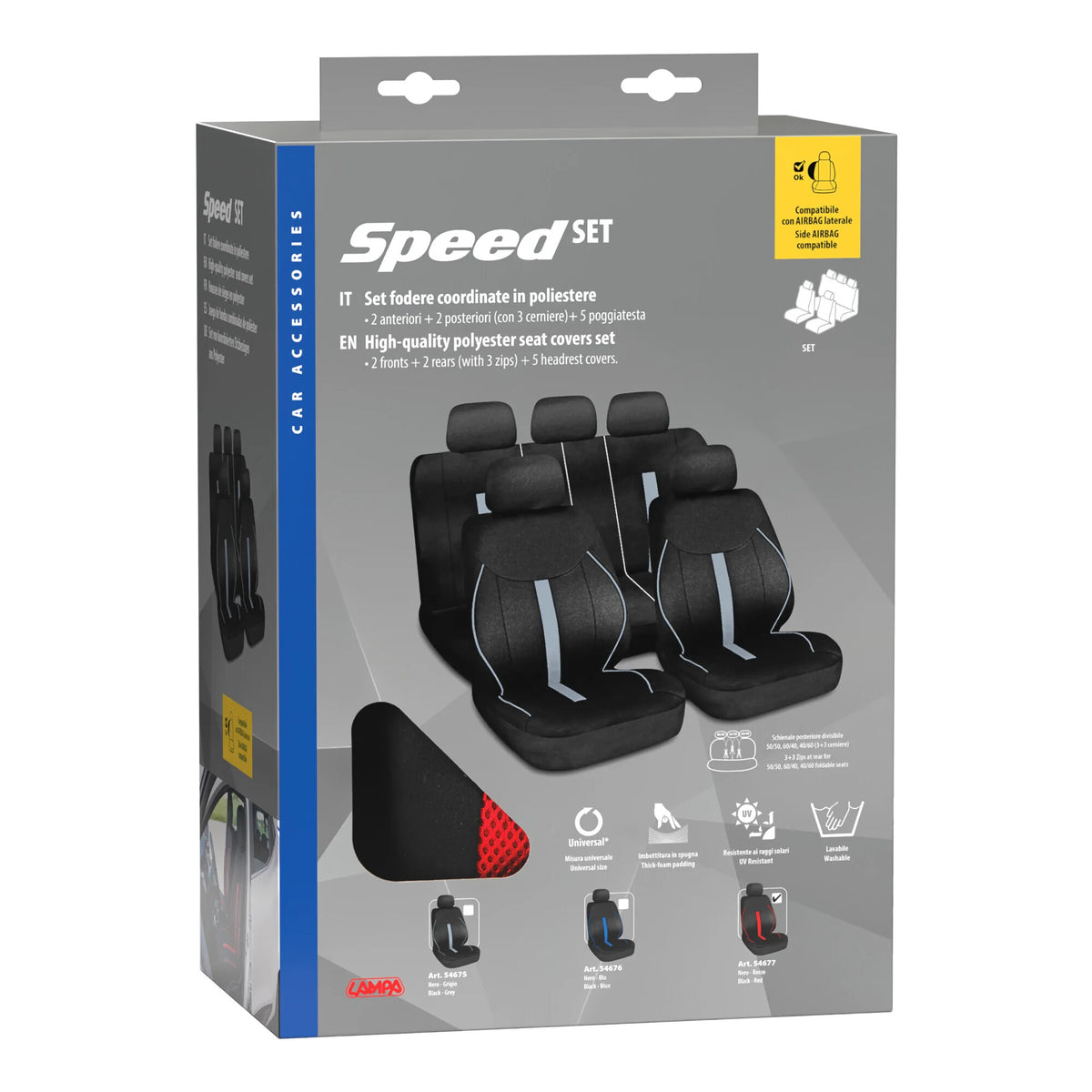 La confezione di Speed, set fodere coordinate - Nero/Rosso
