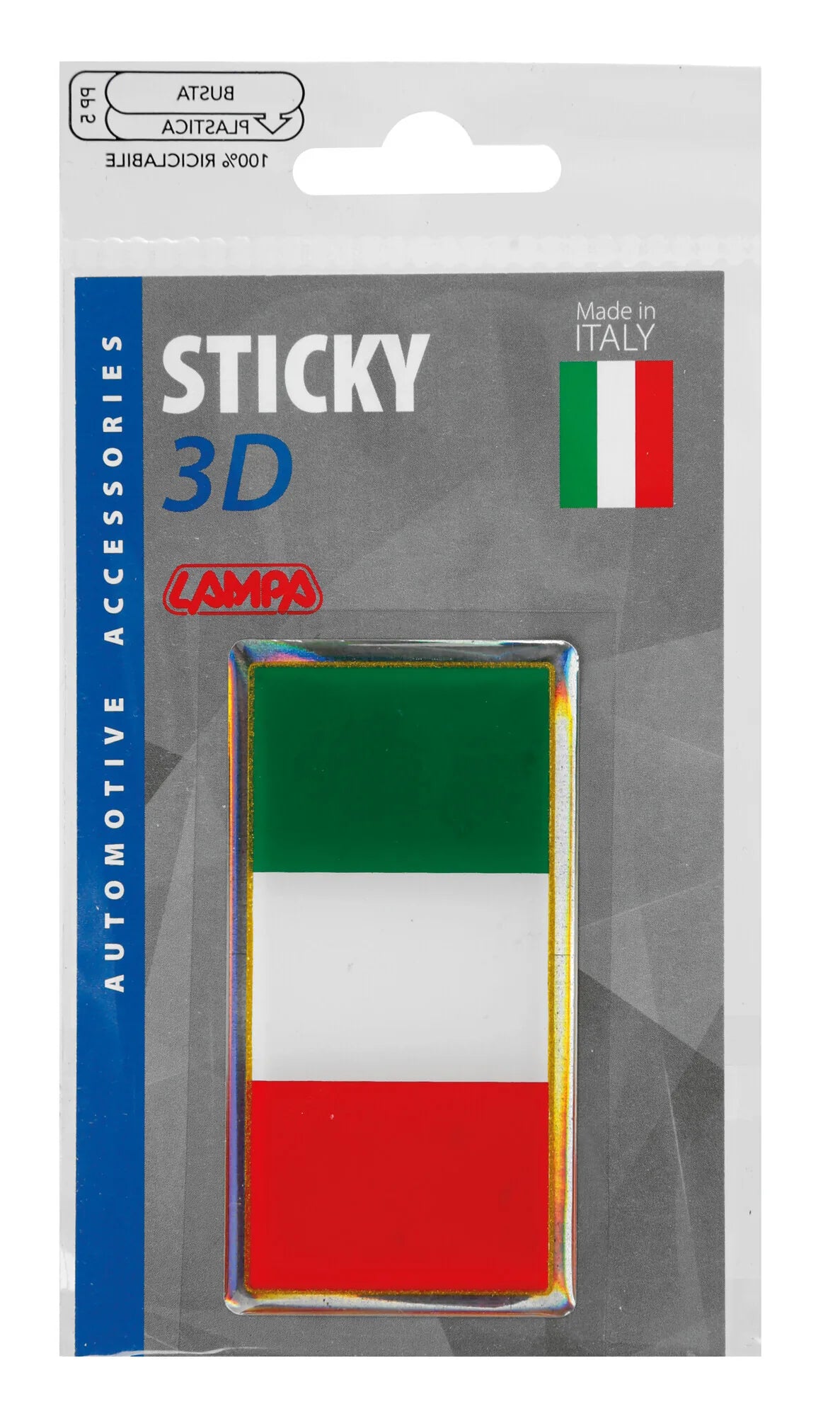 La confezione di Sticky 3D - Tricolore Italia classico, 1 pz - 78x40 mm