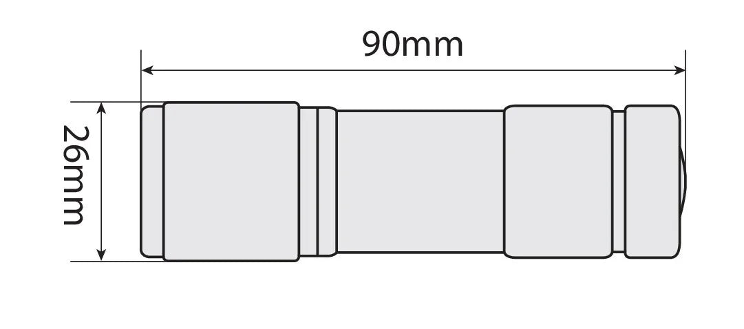 Disegno tecnico quotato di Touring, torcia a 9 Led, 1200 Mcd, con le misure
