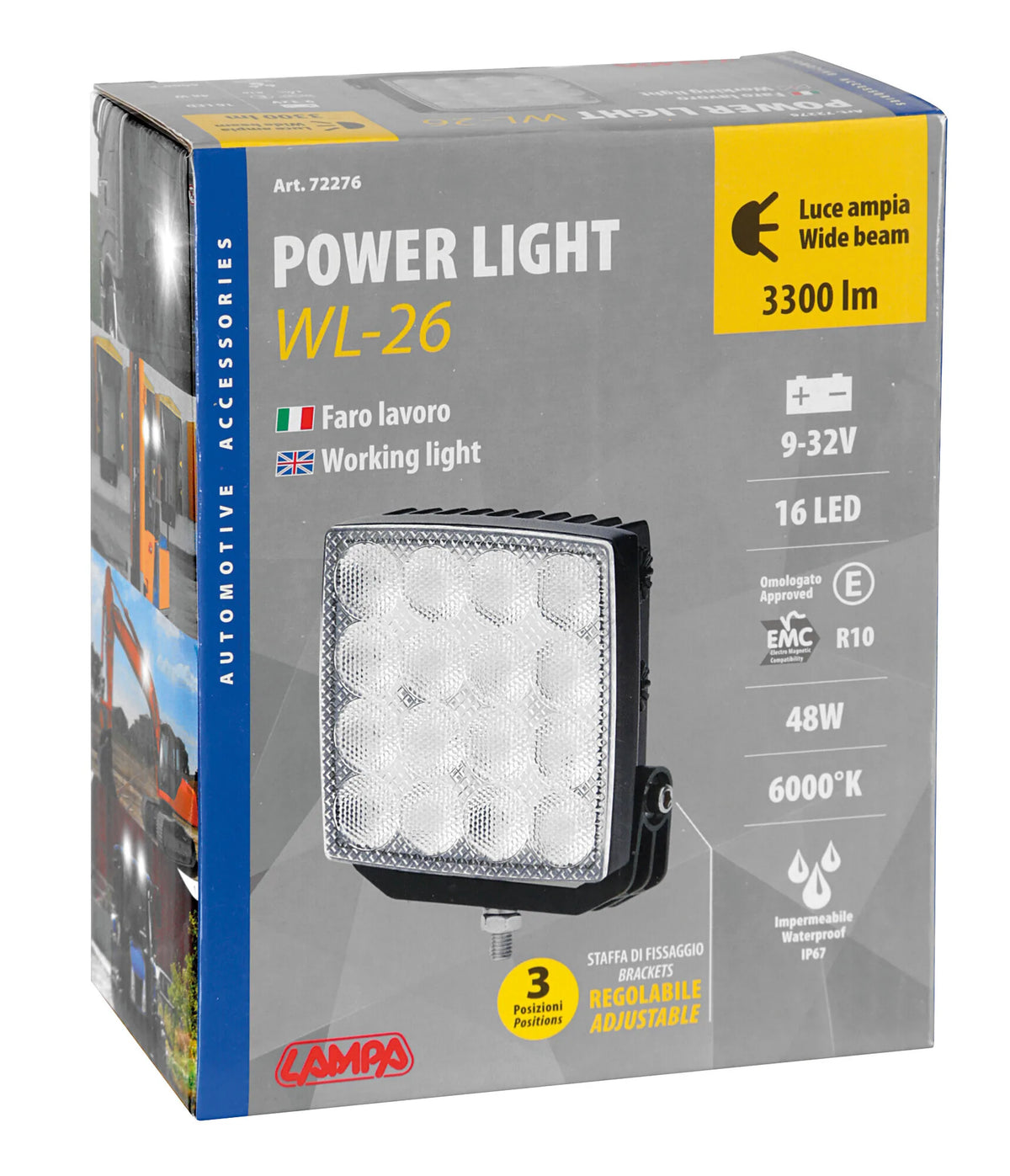 La confezione di WL-26, faro ausiliario a 16 Led - 12/24V