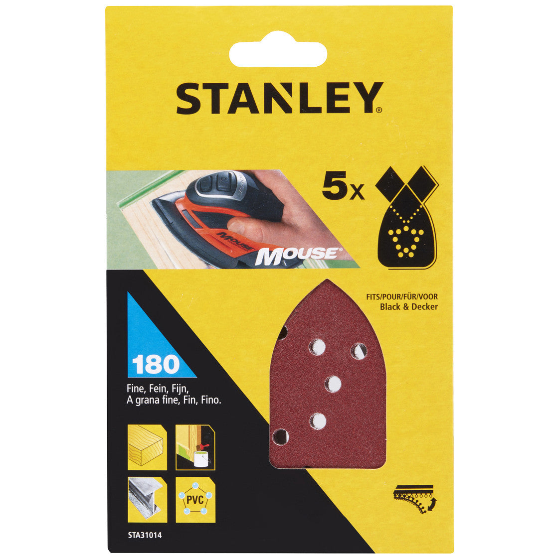Piranha/stanley sta31014 (x31014) 5 fogli velcro x mouse gr.180