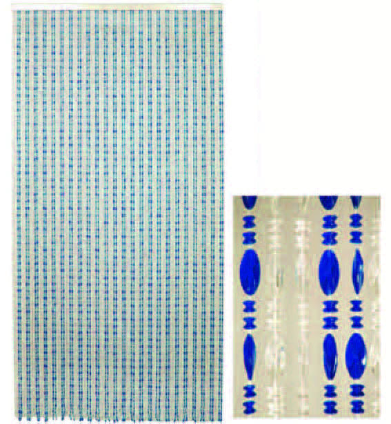 Tenda corallo blu-cristallo - 96 fili cm.120x230h. VETTE