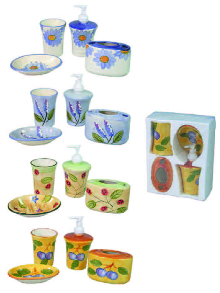 Set bagno in ceramica decorata colorata AGLAIA
