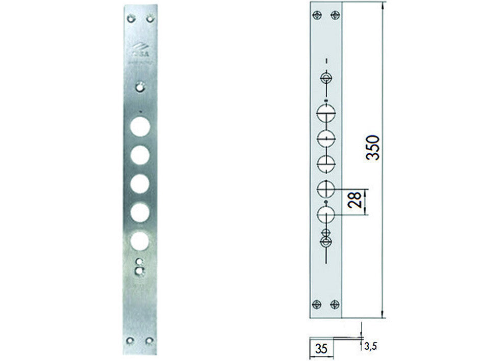 Contropiastra per serrature porte blindate 06221 00 - mm.35x350, spessore mm.3,5 (0622100) CISA