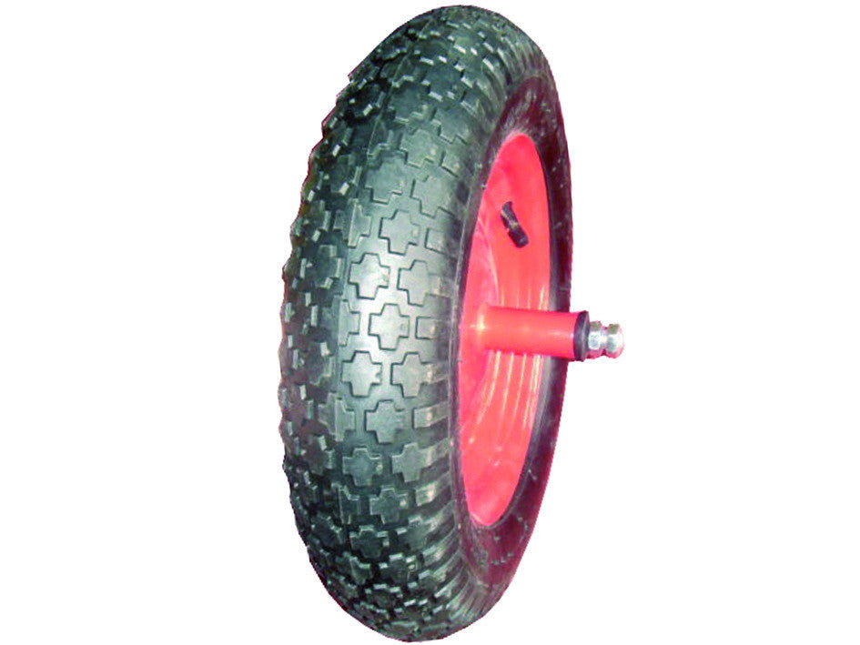 Ruota pneumatica per carriole con carrarmato perno mm.12x210 - perno mm.12x210, interasse mm.150 ALTE