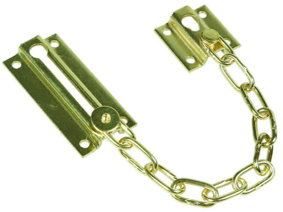 Fermaporte con catena di sicurezza in acciaio ottonato - mm.150