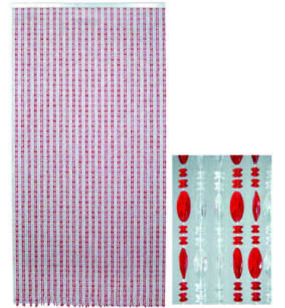 Tenda corallo rosso-cristallo - 96 fili cm.120x230h. VETTE