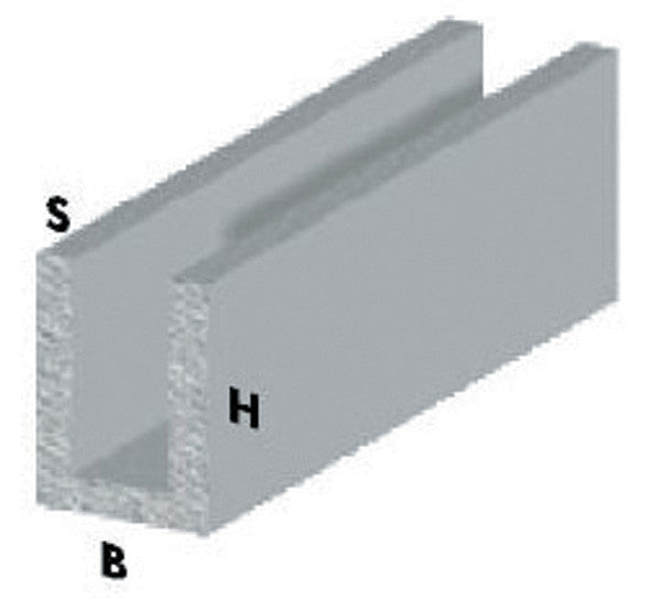 Profilo argento h.100 cm canalino u 10x15x1 mm* ARCANSAS