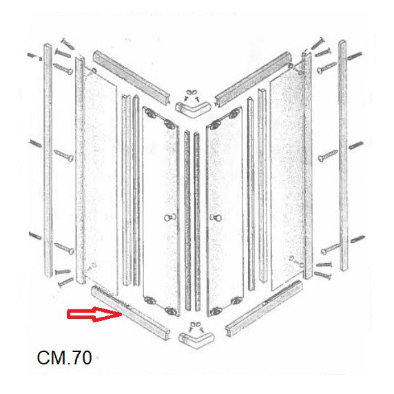 Zz-profilo inferiore  lato 70 x box doccia cristallo trasp.mm.6 cm.70x90lusso