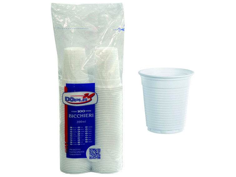 Bicchieri bianchi ml.200 confezione pz.100 - ml.200 DOPLA
