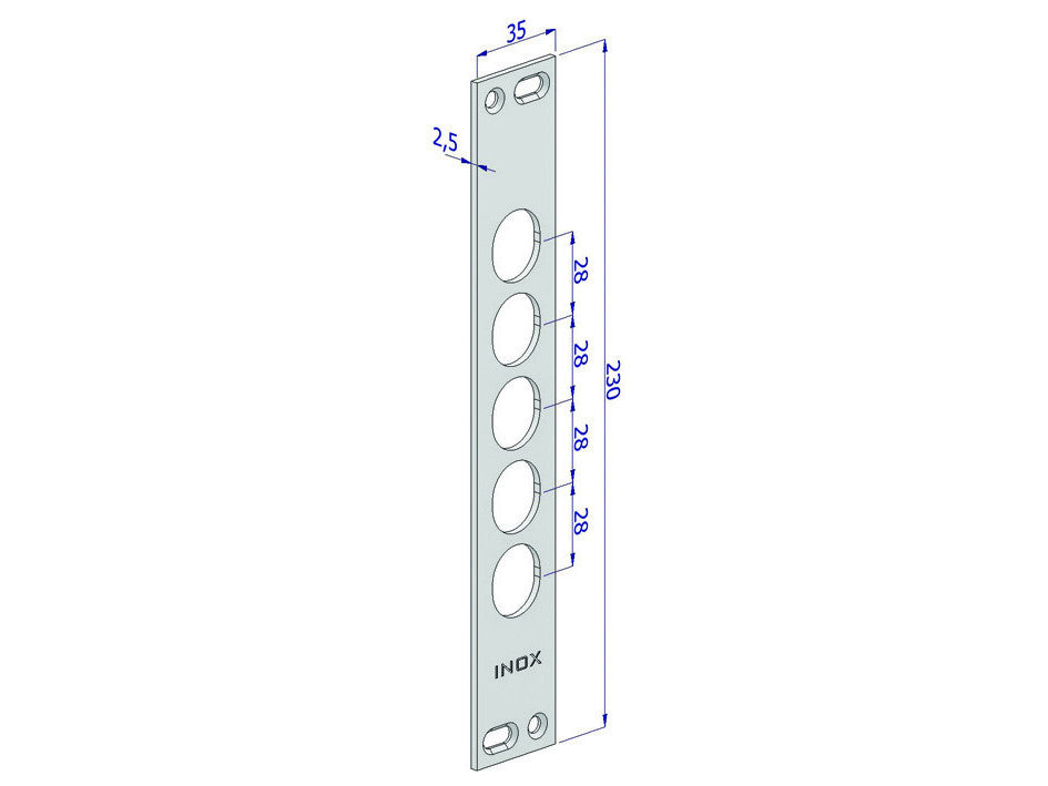 Contropiastra p/serrature porte blindate in acciaio inox int.28 cp2500 - (cp2500xai28) SECUREMME