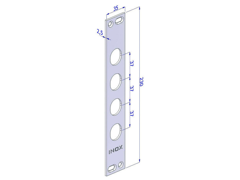 Contropiastra p/serrature porte blindate in acciaio inox int.37 cp2500 - (cp2500xai37) SECUREMME