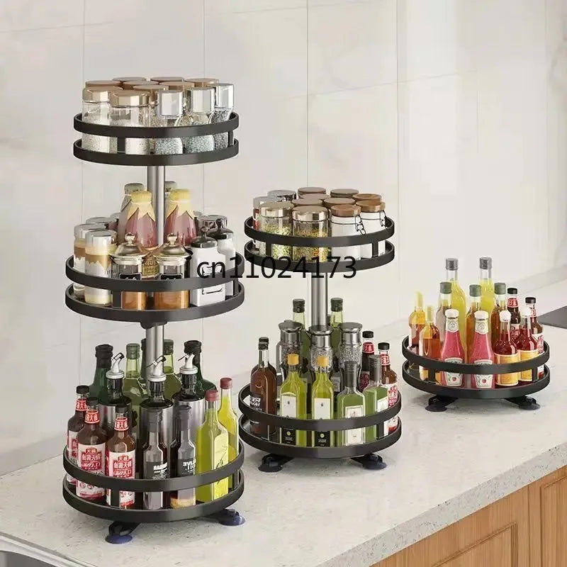 360°Rotation Spice Rack Organizer Jar Cans Non-Skid Storage Tray for Seasonings Kitchen Storage Rack Kitchen Accessories