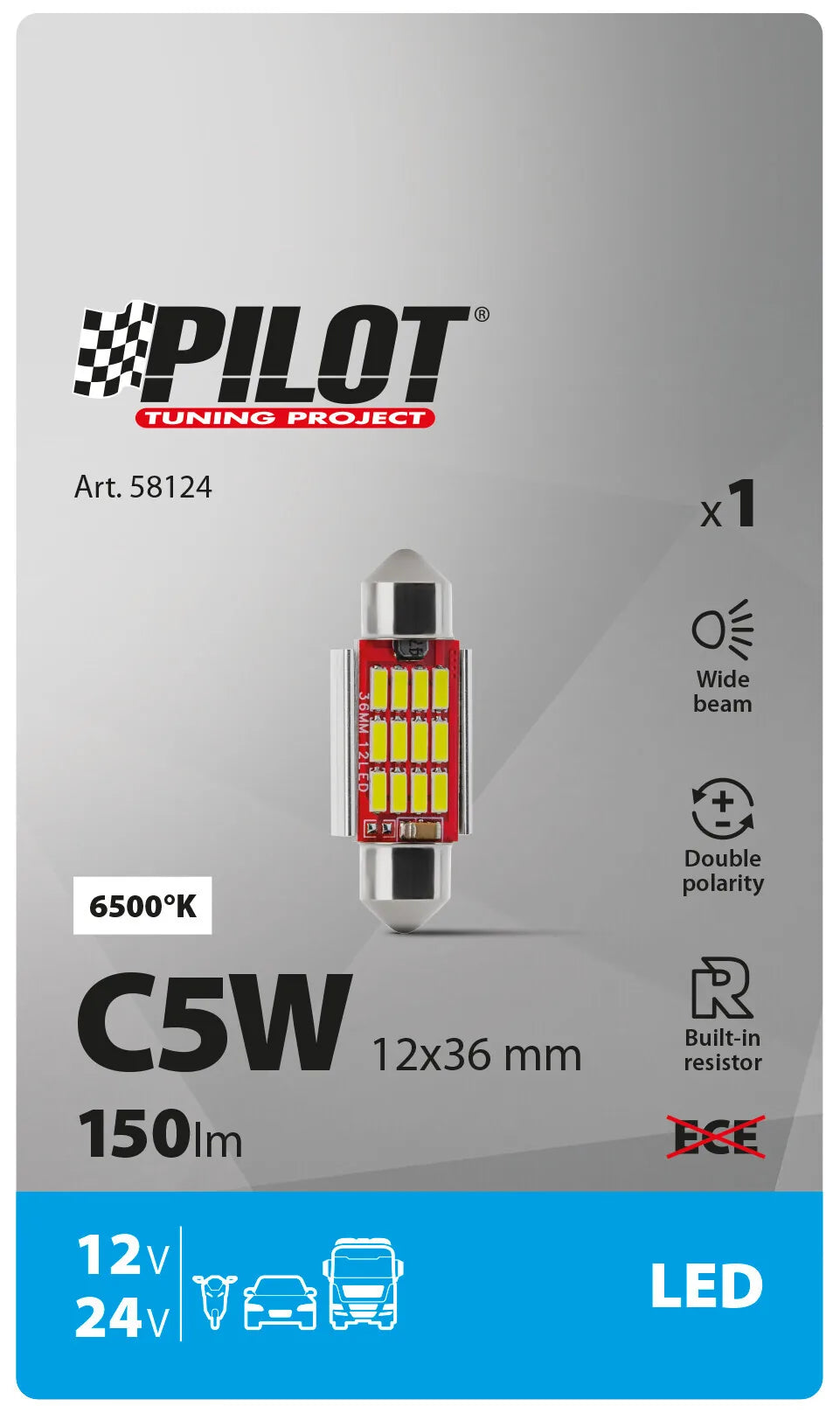 La confezione di 10/30V Led Series - 12 SMD x 1 chip - (C5W) - 12x36 mm