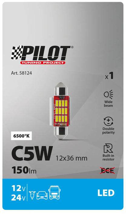 La confezione di 10/30V Led Series - 12 SMD x 1 chip - (C5W) - 12x36 mm