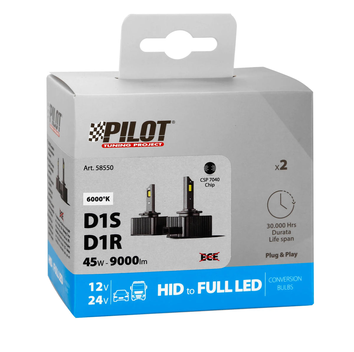 La confezione di 12-24V Lampade a Led per conversione fari Xenon - (D1S-D1R)