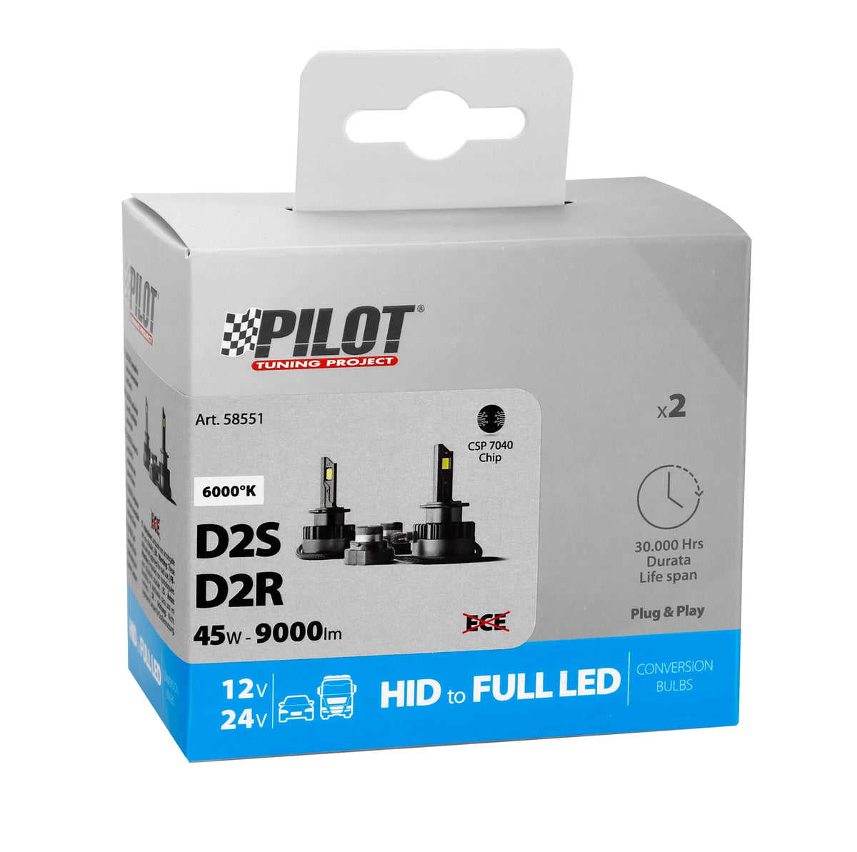La confezione di 12-24V Lampade a Led per conversione fari Xenon - (D2S-D2R)