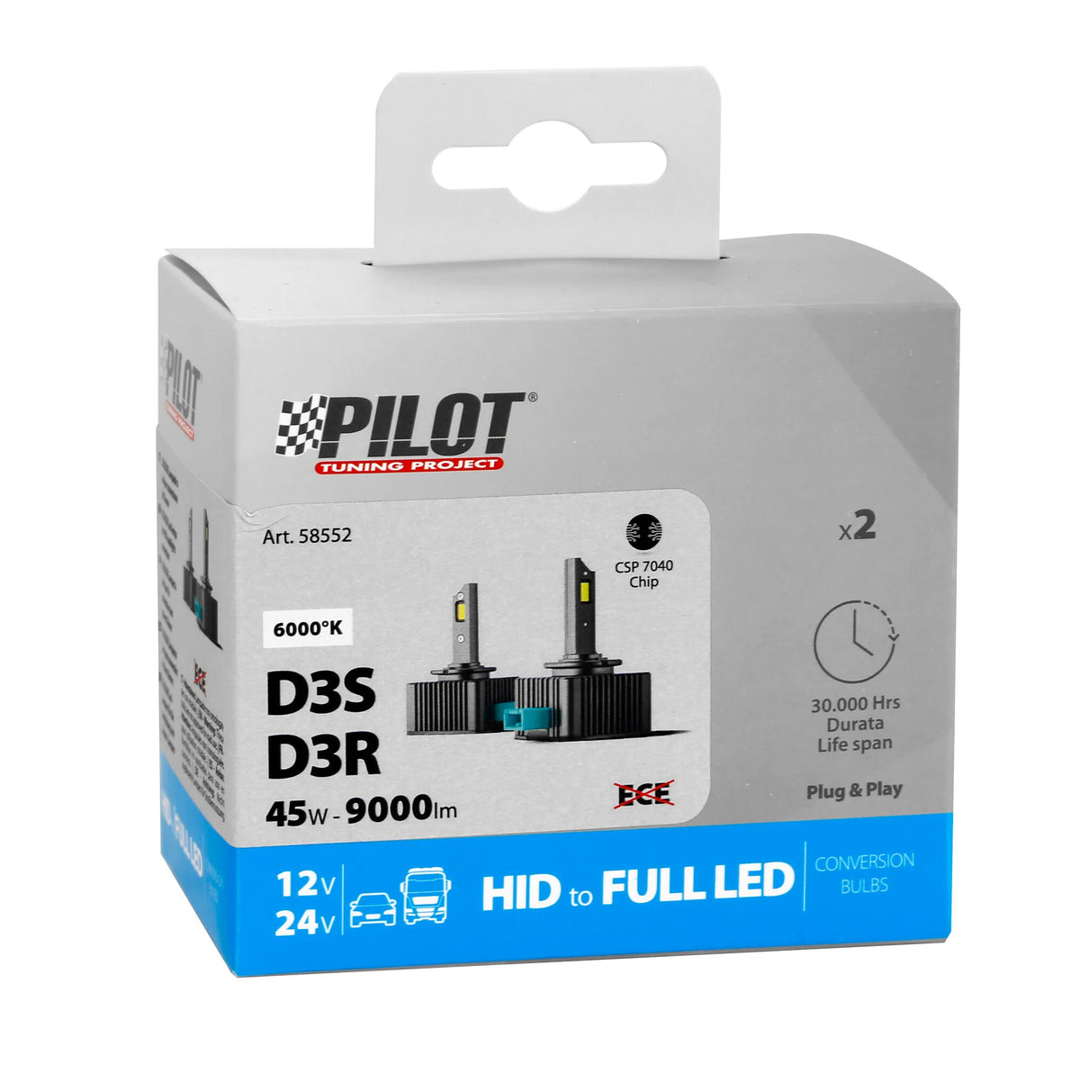 La confezione di 12-24V Lampade a Led per conversione fari Xenon - (D3S-D3R)
