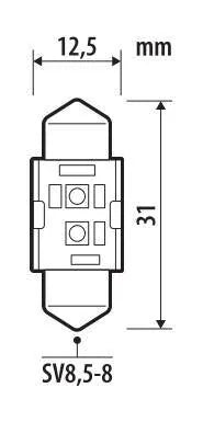 Disegno tecnico quotato di 12/24V Pro-User Series - 12,5x31 mm - SV8,5-8 - 1 pz, con le misure