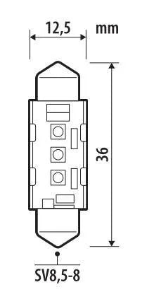 Disegno tecnico quotato di 12/24V Pro-User Series - 12,5x36 mm - SV8,5-8 - 1 pz, con le misure