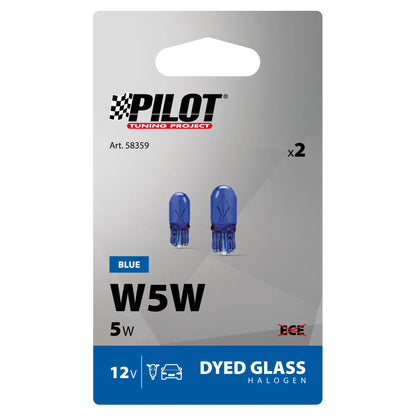 La confezione di 12V Blue Dyed Glass, Lampada zoccolo vetro - (W5W) - 5W
