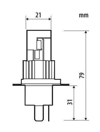 Disegno tecnico quotato di 12V Halo Led Alien-X Series Quick-Fit - (H4-H19) - 25W, con le misure