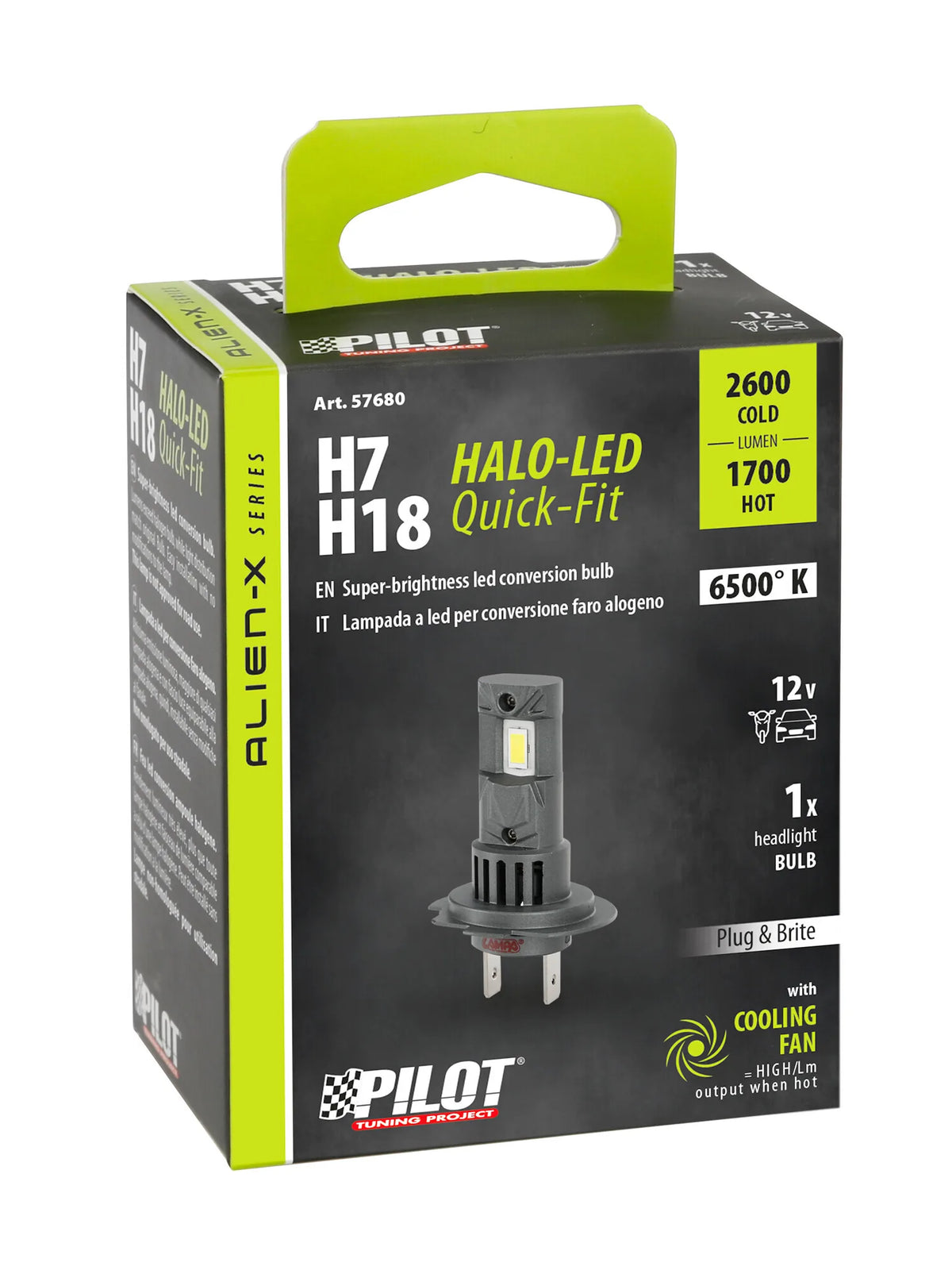 La confezione di 12V Halo Led Alien-X Series Quick-Fit - (H7-H18) - 22W