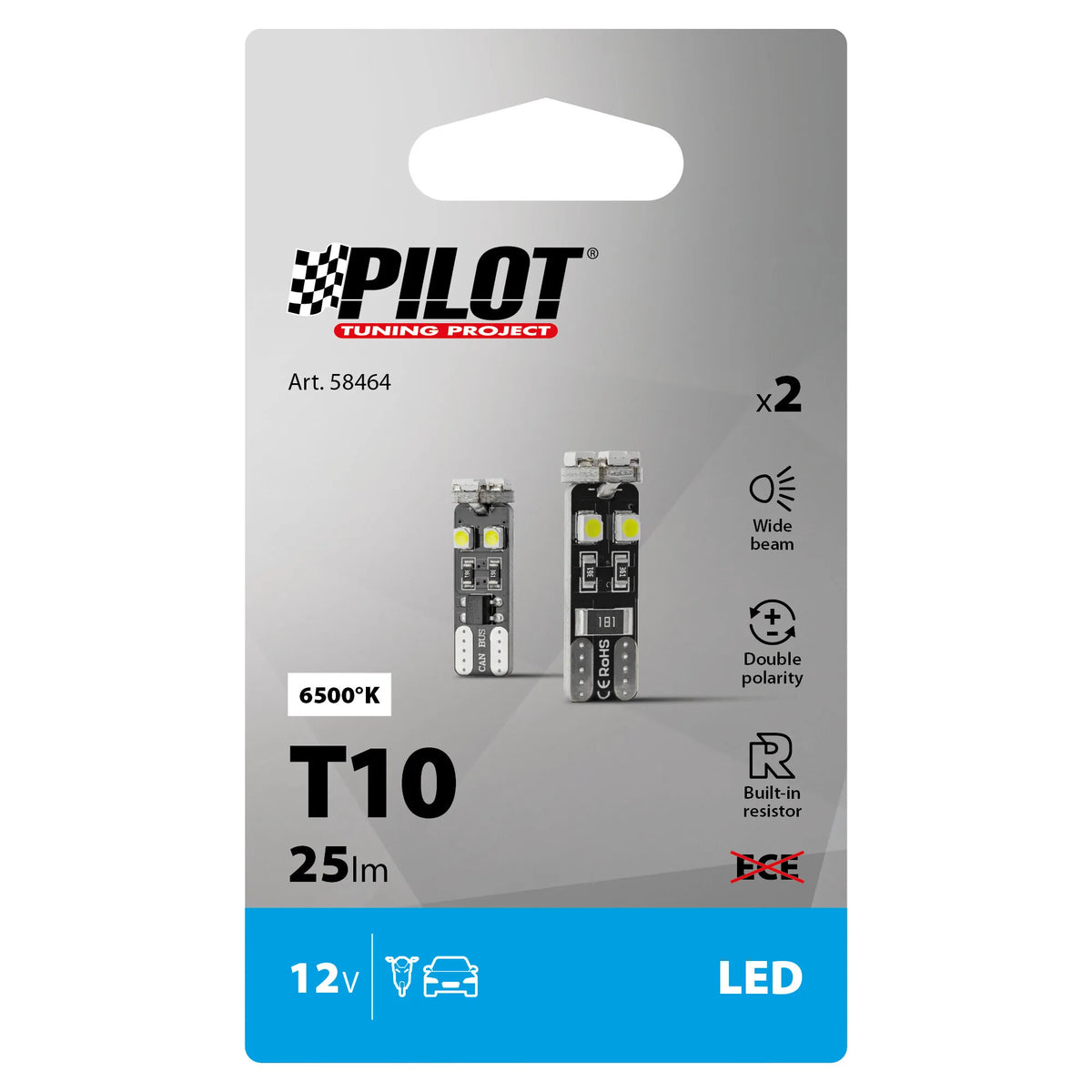 La confezione di 12V Hyper-Led 24 - 8 SMD x 3 chips - (T10) - Trifocus