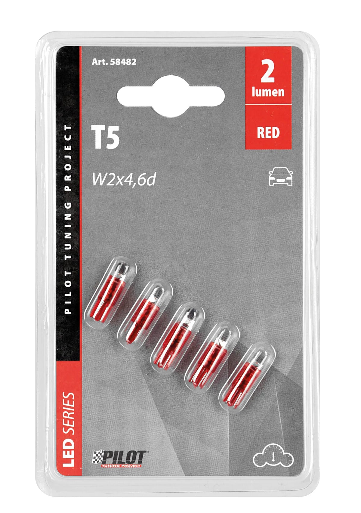 La confezione di 12V Kit Lampade cruscotto 1 Led - (T5) - W2x4,6d - 5 pz, vista 2