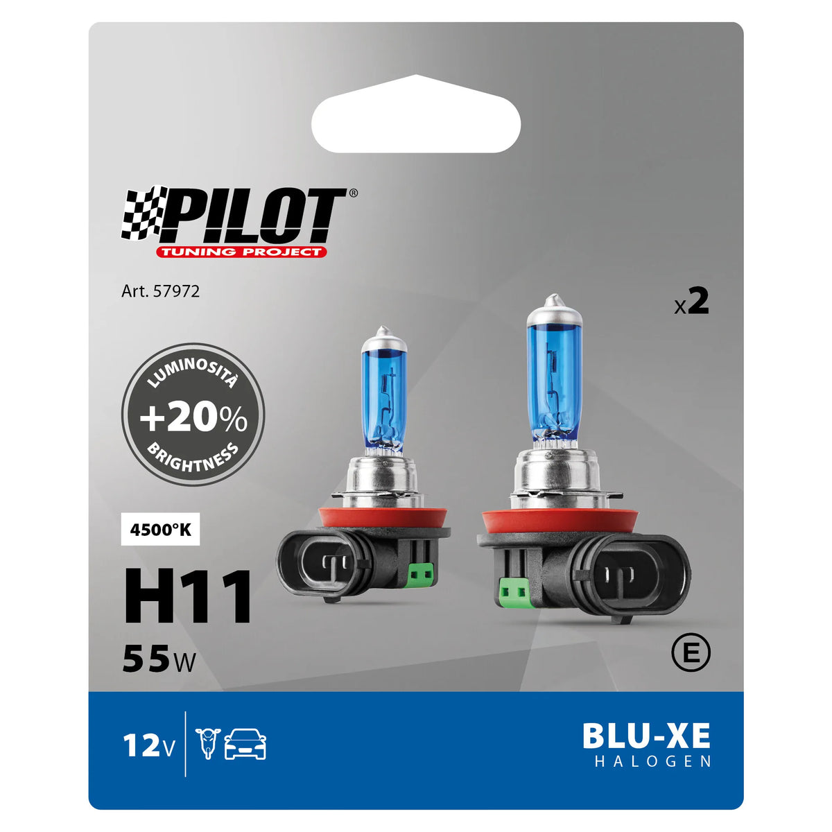 La confezione di 12V Lampada alogena Blu-Xe - H11 - 55W - PGJ19-2 - 2 pz