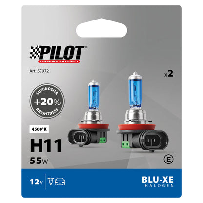 La confezione di 12V Lampada alogena Blu-Xe - H11 - 55W - PGJ19-2 - 2 pz