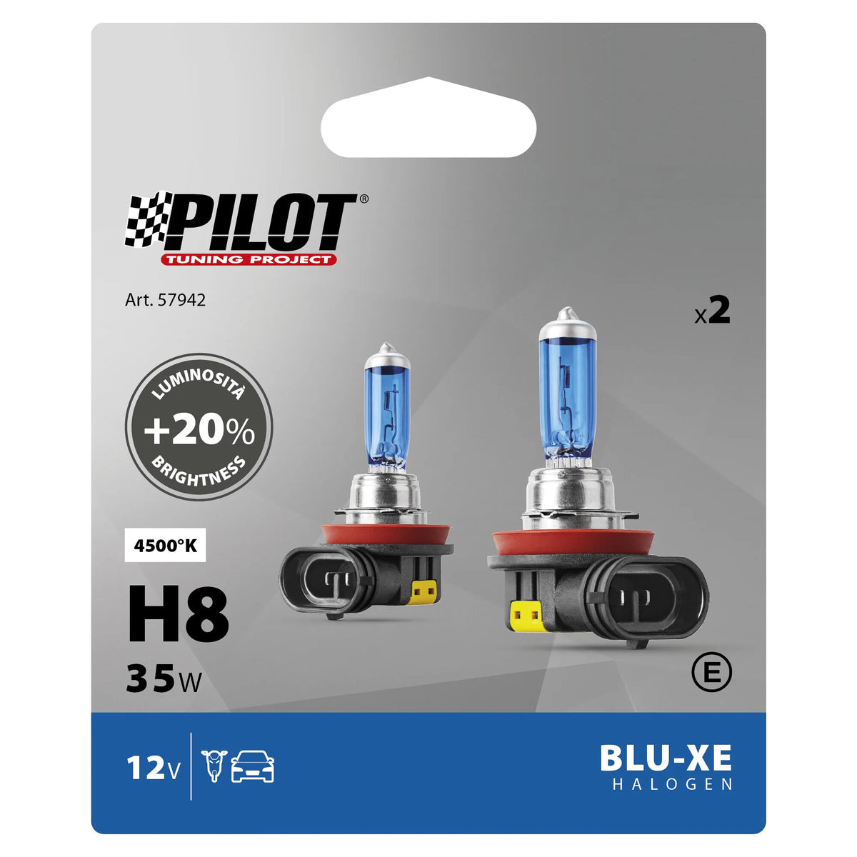 La confezione di 12V Lampada alogena Blu-Xe - H8 - 35W - PGJ19-1 - 2 pz