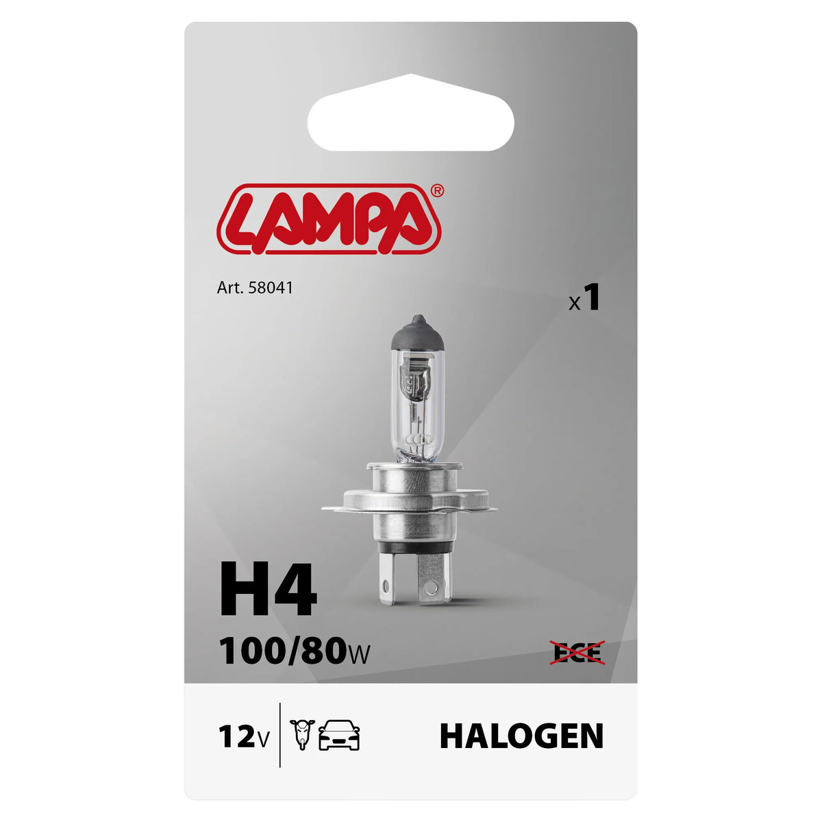 La confezione di 12V Lampada alogena - (H4) - 100/80W - P43t - 1 pz