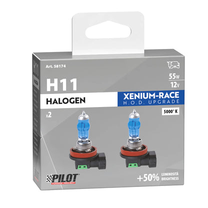 La confezione di 12V Lampada alogena Xenium Race - H11 - 55W - PGJ19-2 - 2 pz