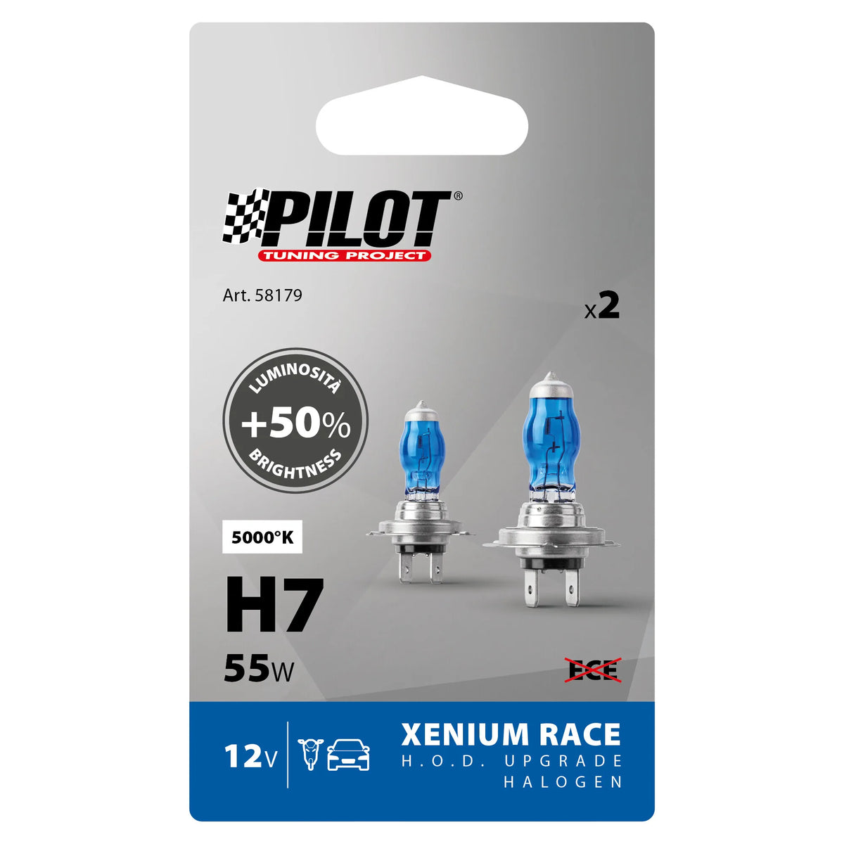 La confezione di 12V Lampada alogena Xenium Race - H7 - 55W - PX26d - 2 pz