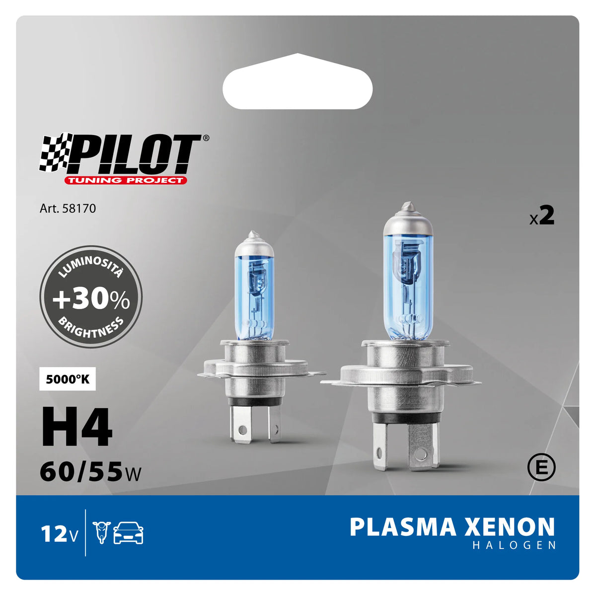 La confezione di 12V Lampada alogena Xenon - H4 - 60/55W - P43t - 2 pz