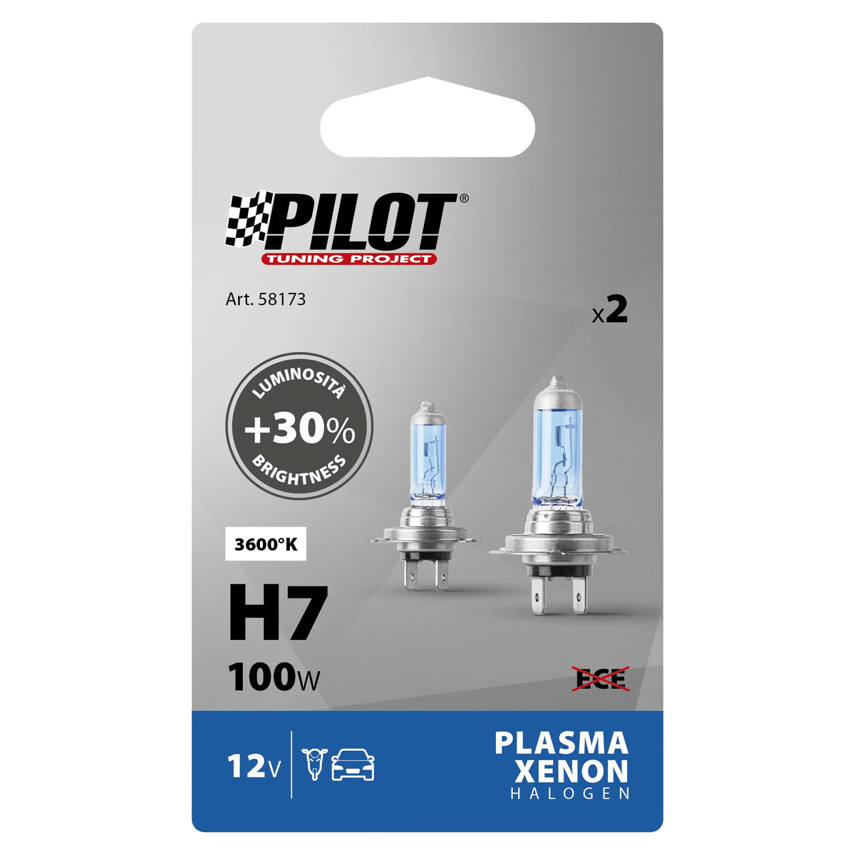 La confezione di 12V Lampada alogena Xenon - (H7) - 100W - PX26d - 2 pz